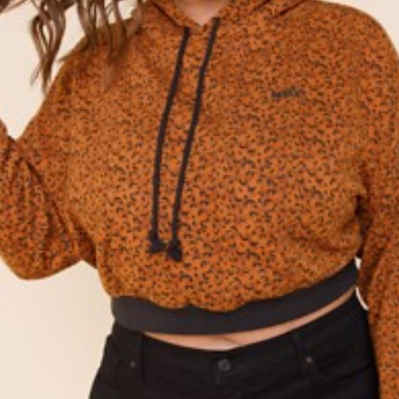 Women's Brown Patterned Hoodie - Picture 1 of 11